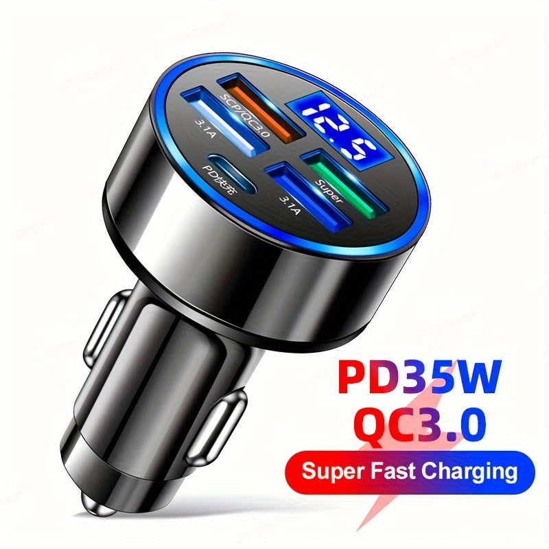 PD + QC 3.0 Fast Charging Car Phone Charger Adapter 4 Ports Usb Car Charger Type C PD  Char3.0 Car Charger