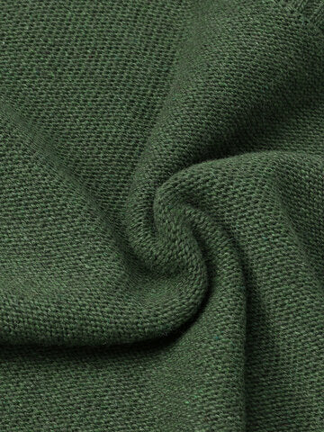 mens solid color round neck casual basic cable knit sweater with scarf