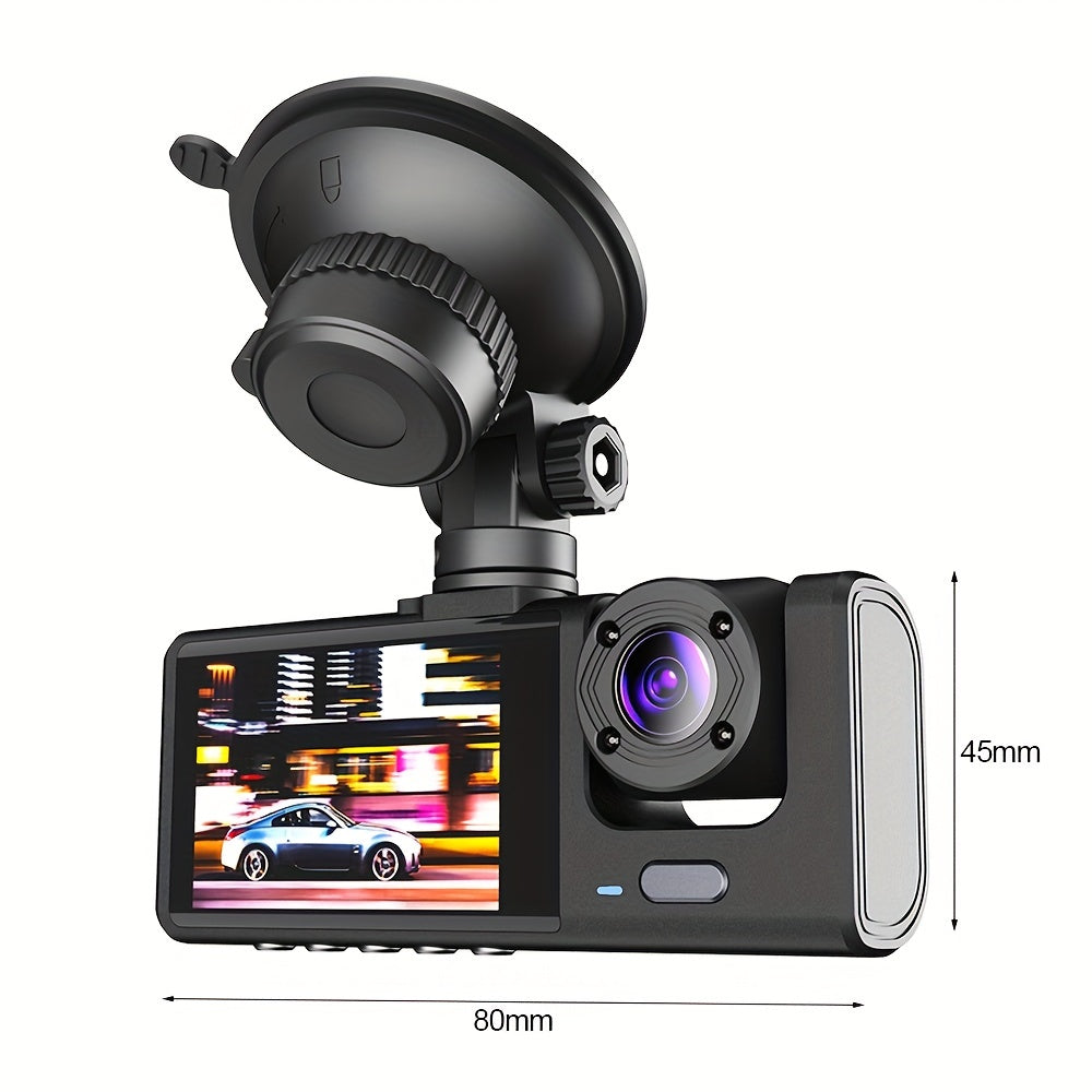 1080P Car Dash Cam 2 Camera Cycle Recording Video Recorder, Front And Inside View Camera, ParMonitor, Reverse Camera, Infrared Night Vision