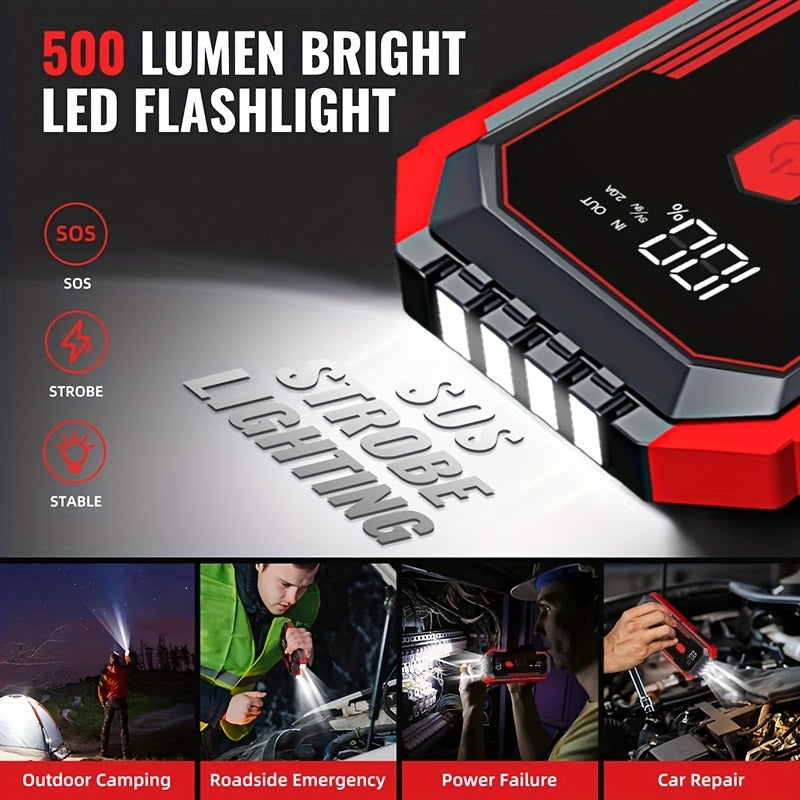 Car Jump Starter 2500A Peak Car Battery Jump Starter  Up To 2.11gal Gas And 1.85gal Diesel Engine 12V Portable Lithium Jump Starter LED Light/USB QC3.0