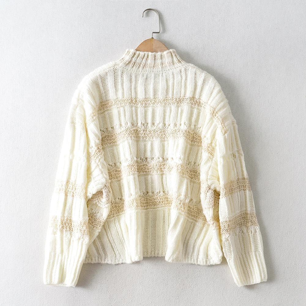 turtleneck lace print sweater