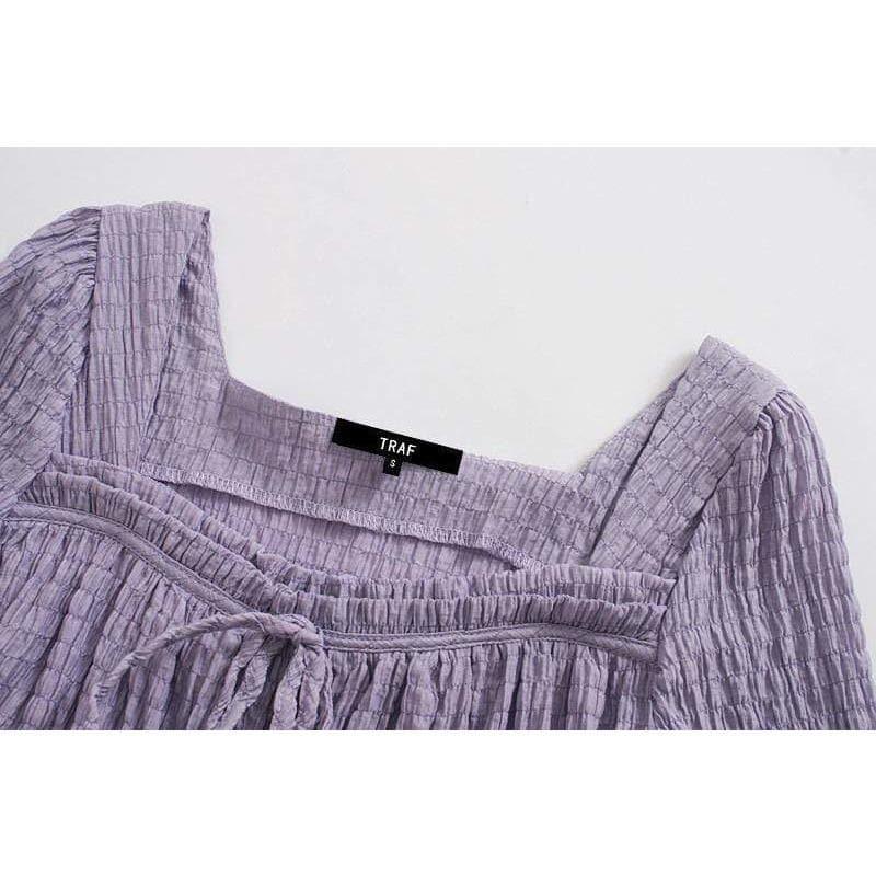 lace-up ruffle cropped blouse
