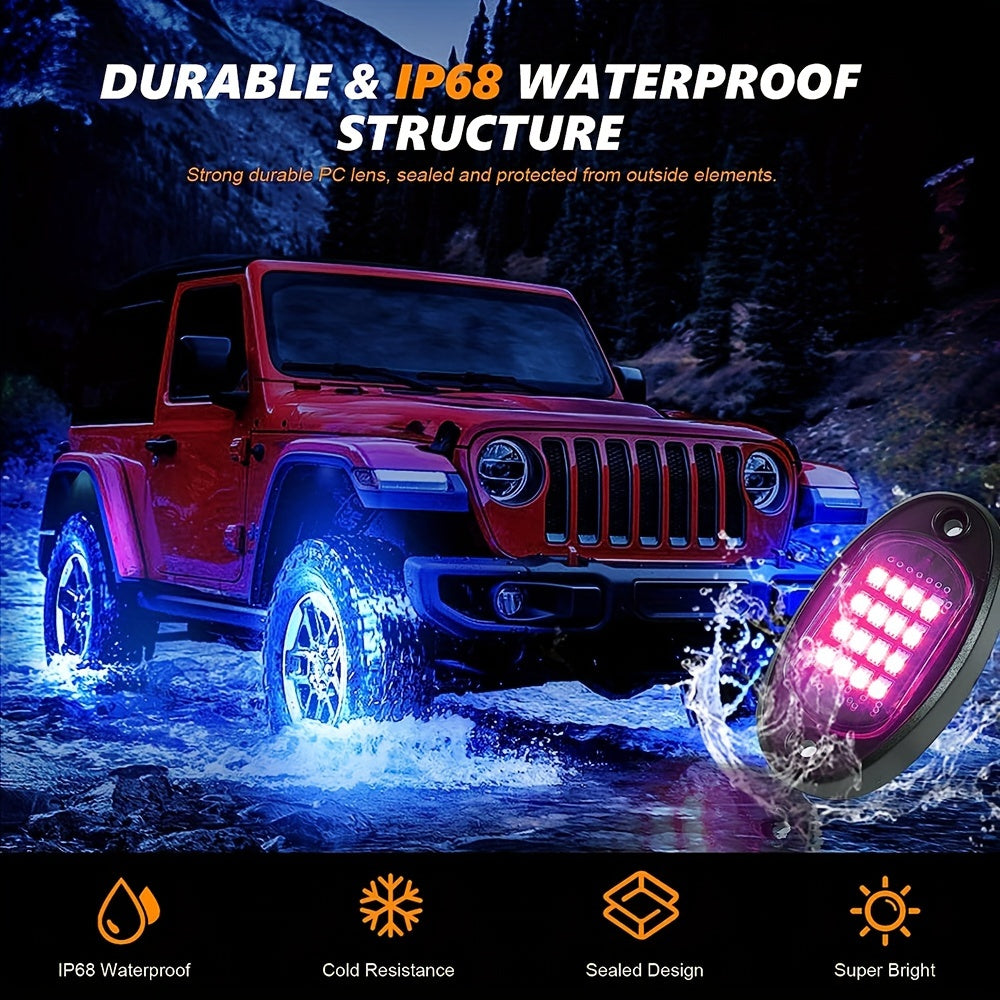 Rock Lights For Trucks, 4/6/8/10 Pods RGB LED Rock Lights With APP/Remote Control &amp; Music Mode,  For Pickup Off Road Jeep RZR SUV ATV UTV Car