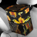 HOTOR Car Trash Can with Lid and Storage Pockets, 100% Leak-Proof Car Organizer, Waterproof Car Garbage Can, Multipurpose Trash Bin for Car - Sunflower