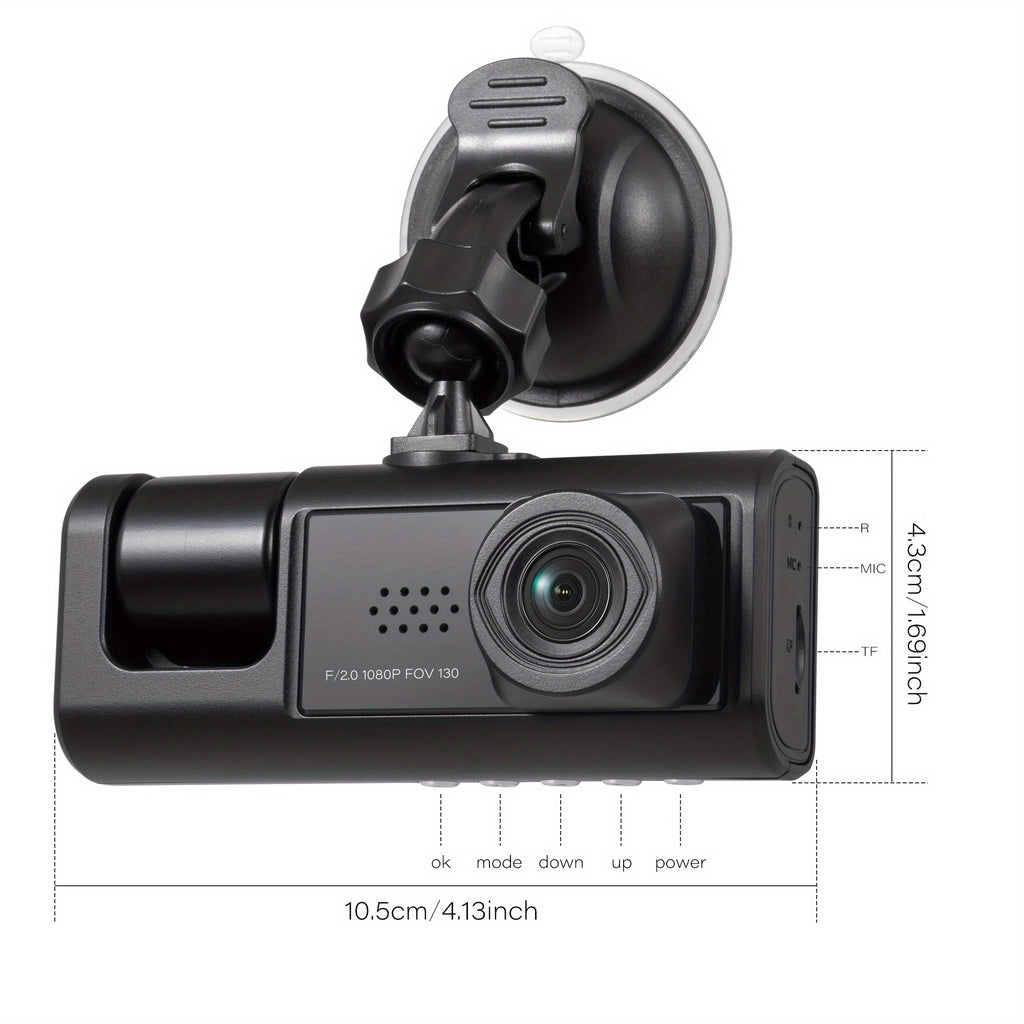 3 Camera Lens Car DVR 3-Channel Dash Cam HD 1080P Dash Camera Dual Lens Dashcam Video Recorder Black Box Car ParMonitoring Insede IR Night Vision