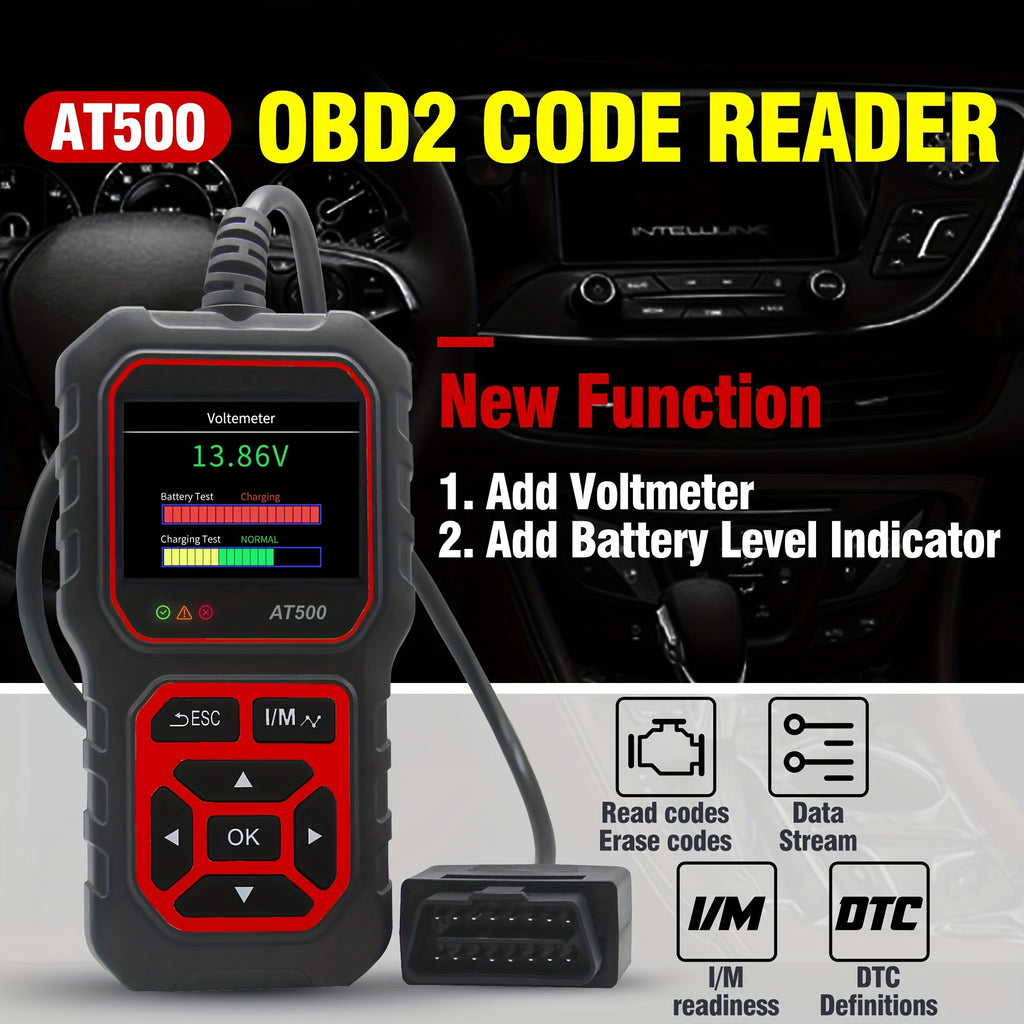 Car Code Reader, OBD2 Car Code Scanner VoltaTester Engine Fault Code Scanner CranAnd Charging Tester Diagnostic Tool For OBDII Protocol Cars