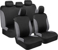 BDK UltraSleek Gray Seat Covers for Cars Full Set, Two-Tone Front Seat Covers with Matching Back Seat Cover, Stylish Car Seat Protectors with Split Bench , Automotive Interior Covers