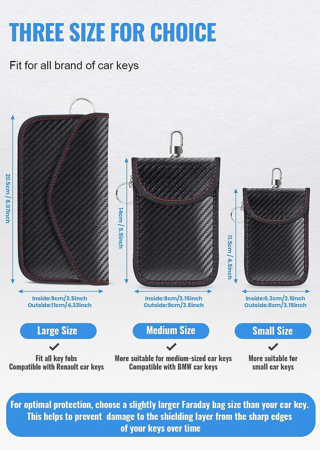 LANPARD Faraday Bag for Phones and Car Keys, 2 Pack RFID Signal Blocking Bag, Carbon Fiber Material Shielding Case for Cell Phone Privacy Protection &amp; Key Fob, Anti-Tracking Anti-Hacking Case Blocker