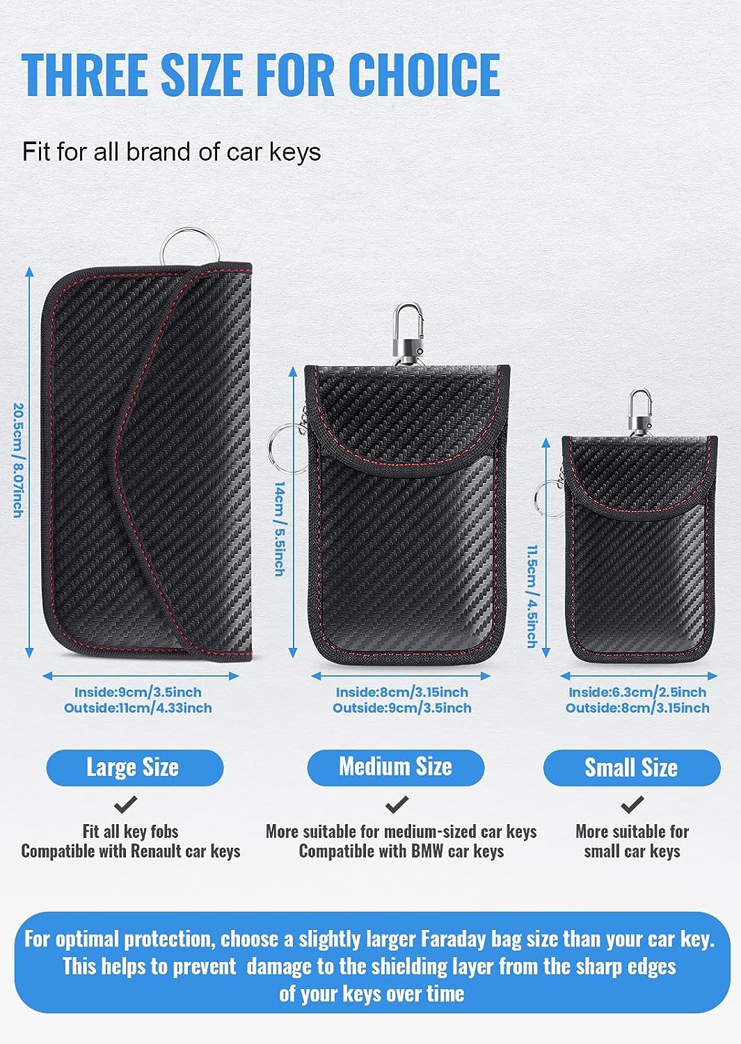 LANPARD Faraday Bag for Phones and Car Keys, 2 Pack RFID Signal Blocking Bag, Carbon Fiber Material Shielding Case for Cell Phone Privacy Protection &amp; Key Fob, Anti-Tracking Anti-Hacking Case Blocker
