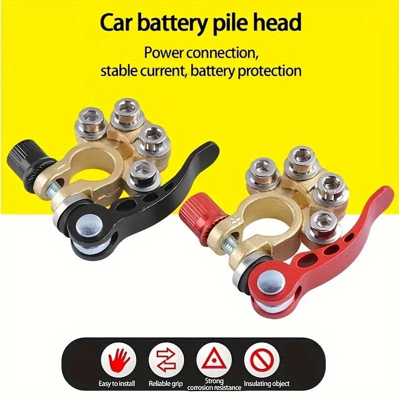 2pcs/set Car Battery Terminal Connector Battery Wire Cable Clamp Terminal Shut-Off Connectors Car