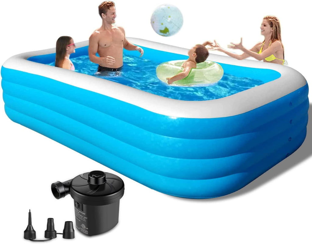 soarrucy 10ft 4 rings above ground pool for kids and adults 120x72x29in inflatable pool blue yyc001 0