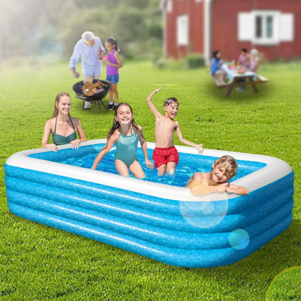 soarrucy 10ft 4 rings above ground pool for kids and adults 120x72x29in inflatable pool blue yyc001 0