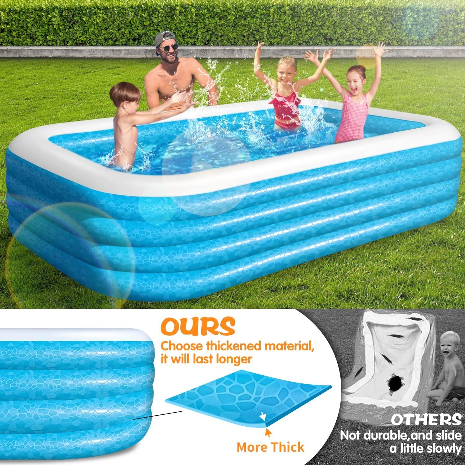 soarrucy 10ft 4 rings above ground pool for kids and adults 120x72x29in inflatable pool blue yyc001 0