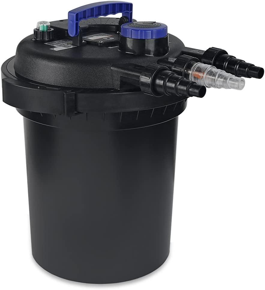 10000L KOI Pond Fish Pressure Water Filter 13W Sterilizer 4000 Gallons Easy Backwash, Black