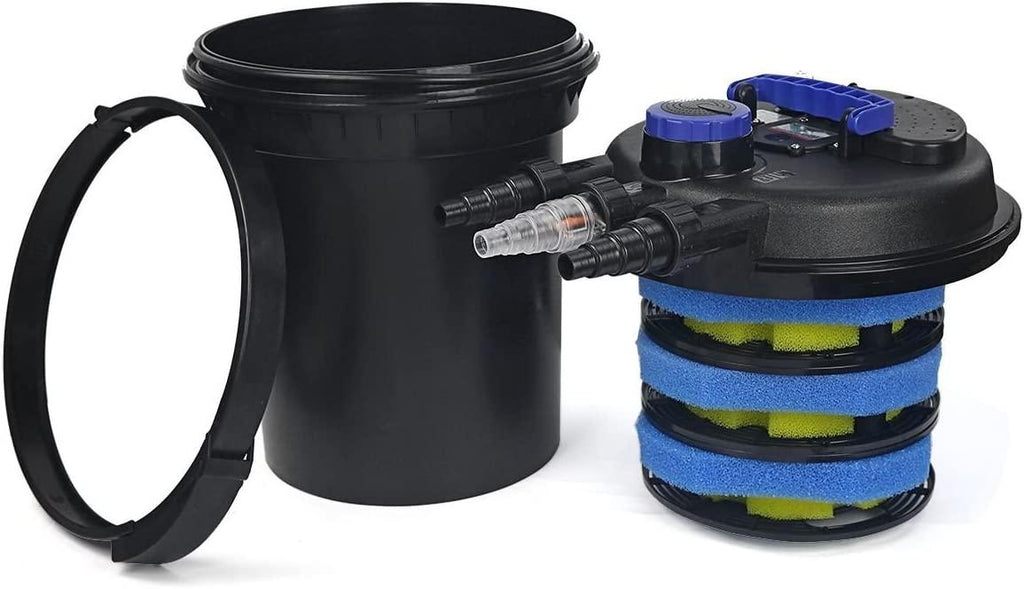 10000L KOI Pond Fish Pressure Water Filter 13W Sterilizer 4000 Gallons Easy Backwash, Black