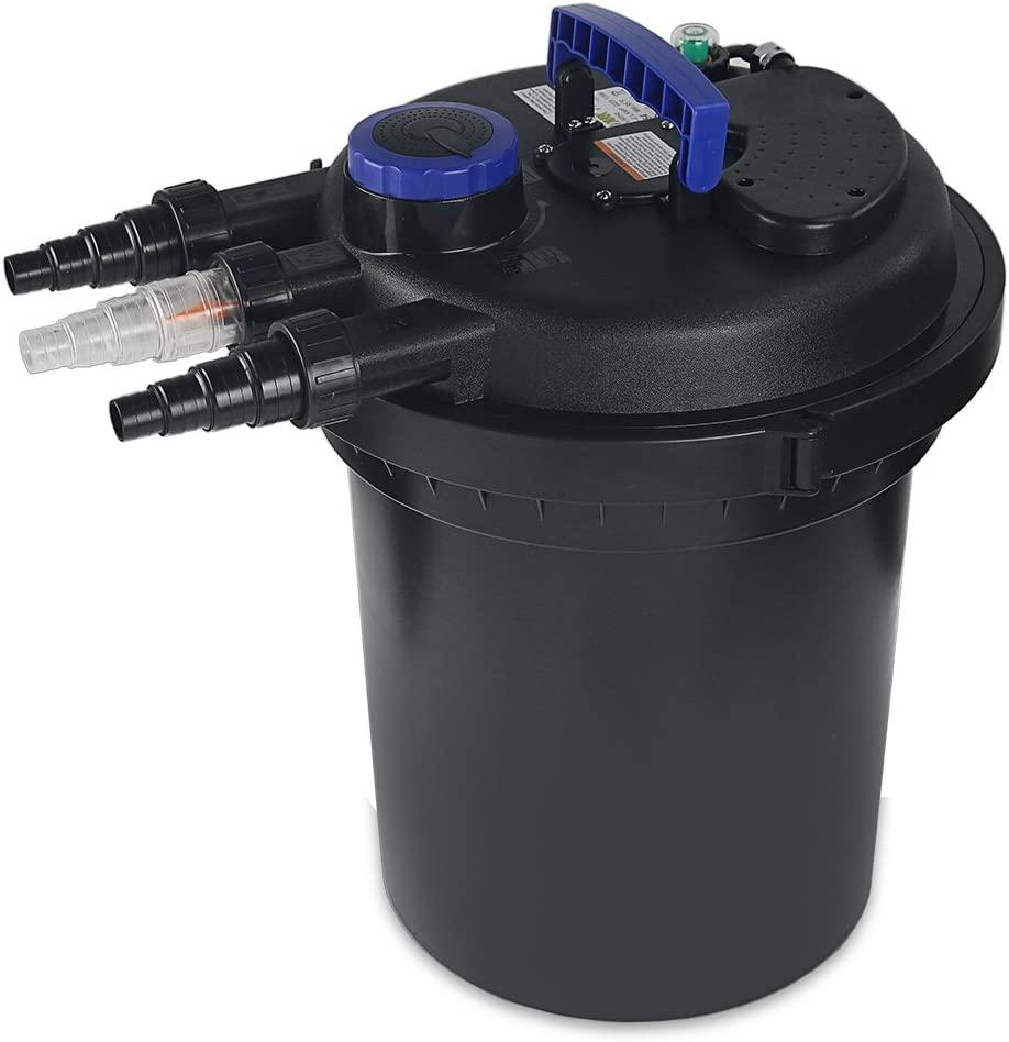 10000L KOI Pond Fish Pressure Water Filter 13W Sterilizer 4000 Gallons Easy Backwash, Black