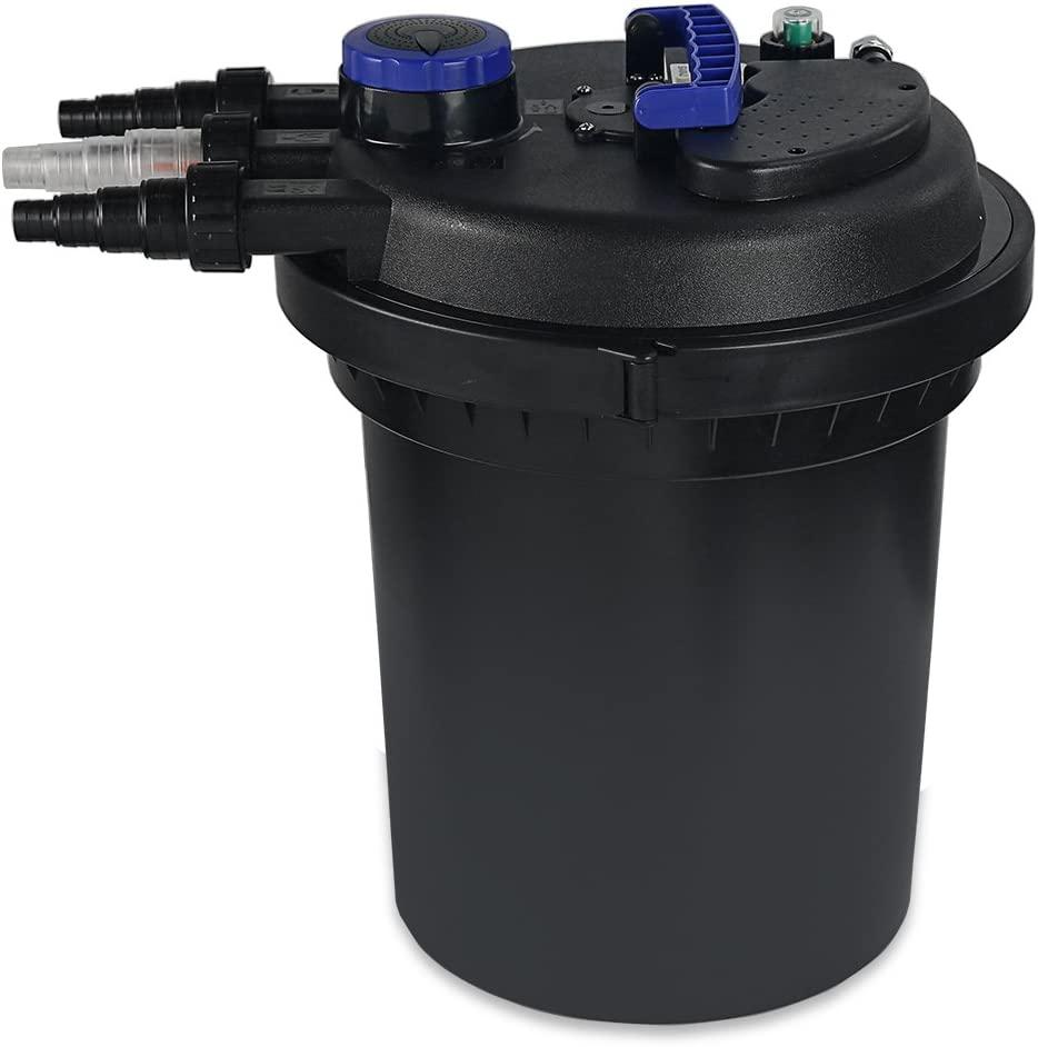 10000L KOI Pond Fish Pressure Water Filter 13W Sterilizer 4000 Gallons Easy Backwash, Black