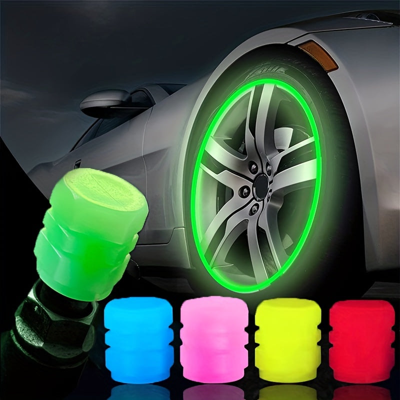 4pcs Webdiennuoc Valve Caps, Luminous Caps, Universal Fluorescent Tire Valve Caps 4pcs/Set, Fluorescent Tire Valve Caps STEM Caps