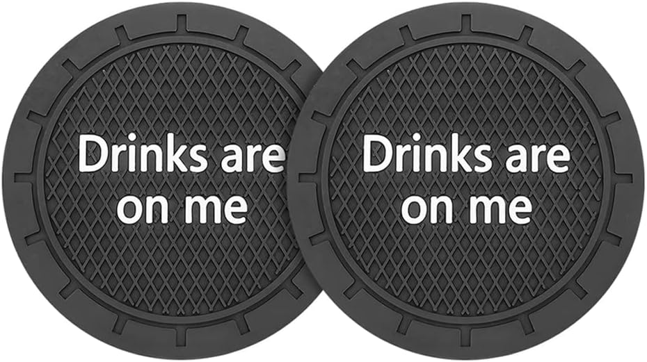 8sanlione 2 Pack Car Cup Holder Coasters, 2.75 Inch Non-Slip PVC Insert Cup Coaster, Anti-Scratch Auto Cup Mats for Women Men, Vehicle Interior Accessories Universal for Car, SUV, Truck (B Black/2PCS)
