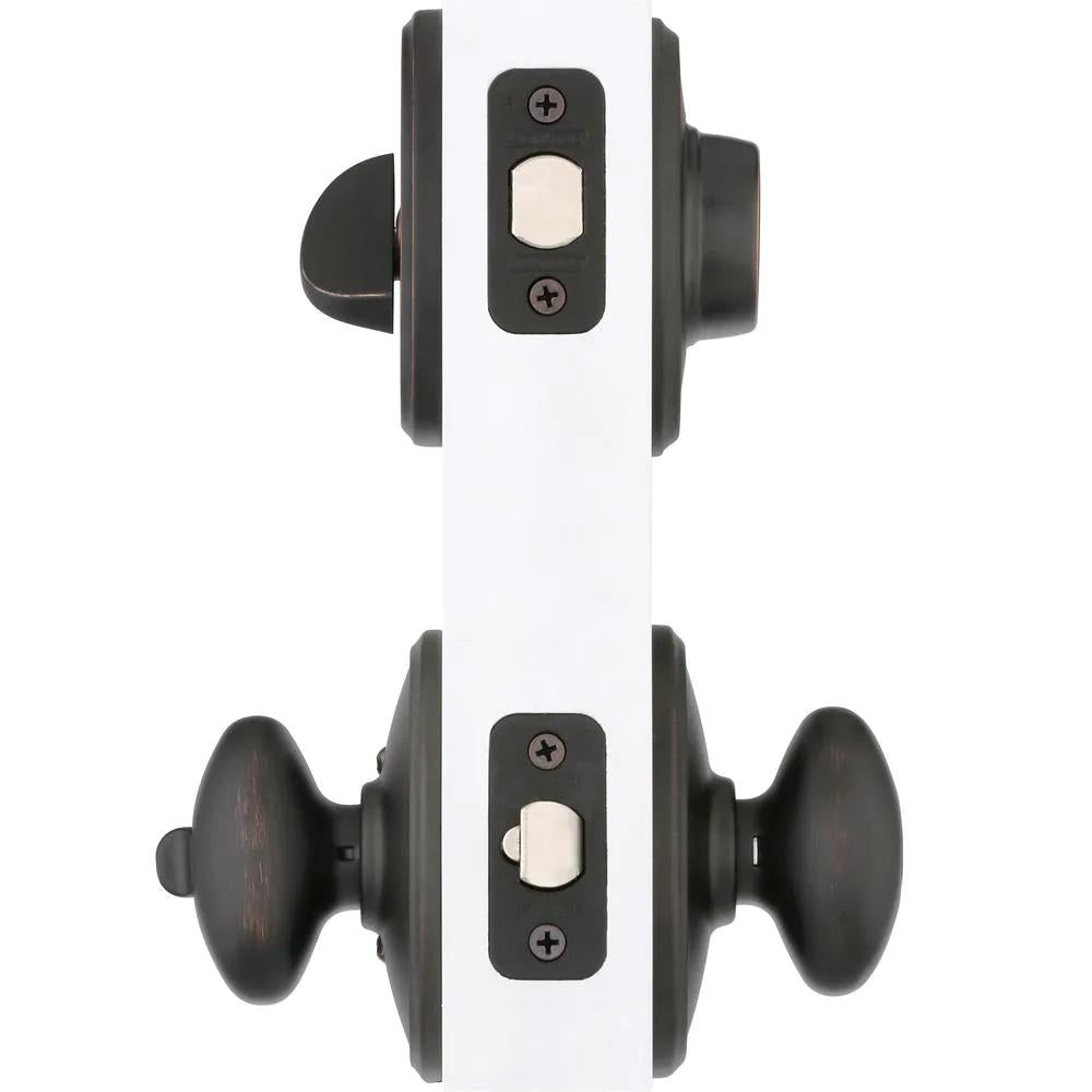 Wakefield Aged Bronze Single Cylinder Deadbolt with Siena Entry Door Knob Combo Pack
