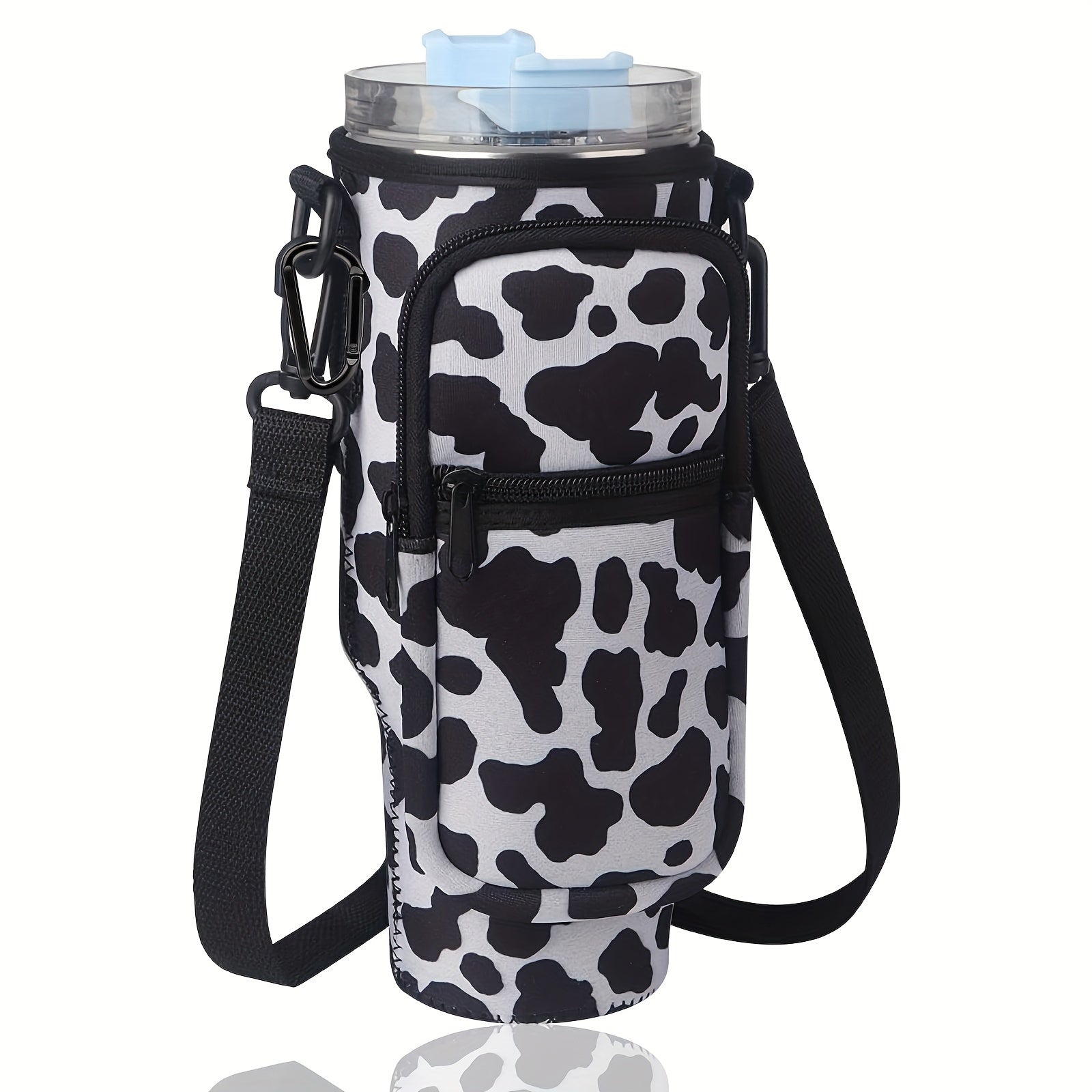 Water Bottle Carrier Bag with Phone Pocket for Stanley 40oz Tumbler with Handle Neoprene Water Bottle Holder Pouch with Adjustable Strap Bollus wit