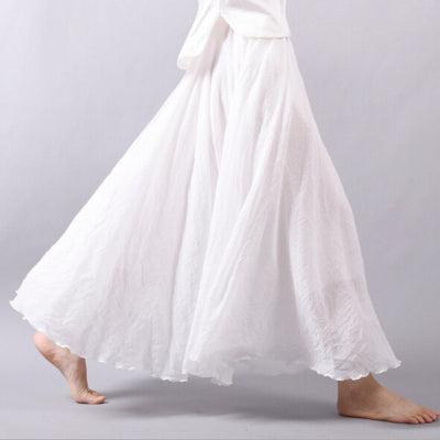 pleated vintage linen maxi skirt