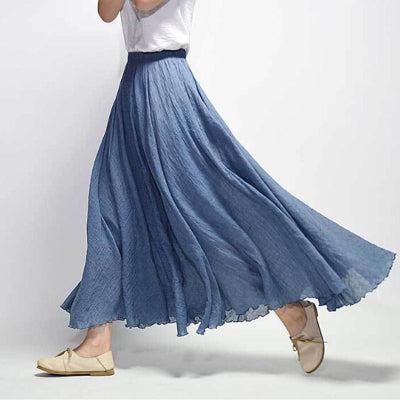 pleated vintage linen maxi skirt