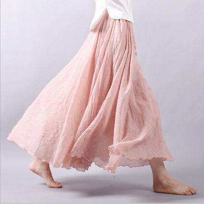 pleated vintage linen maxi skirt