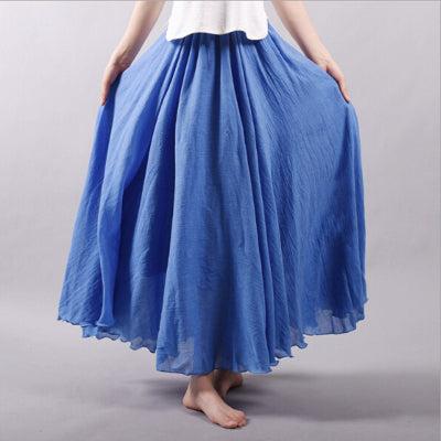 pleated vintage linen maxi skirt