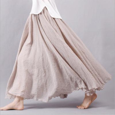 pleated vintage linen maxi skirt
