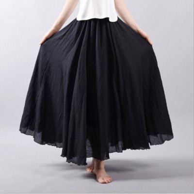 pleated vintage linen maxi skirt