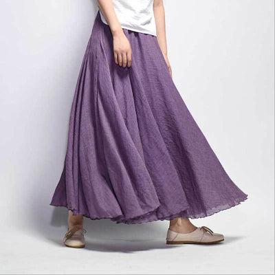 pleated vintage linen maxi skirt
