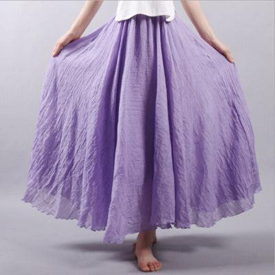 pleated vintage linen maxi skirt