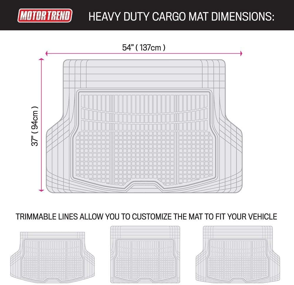 Motor Trend Premium FlexTough All-Protection Cargo Liner Trunk Mat - w/Traction Grips &amp; Fresh , Heavy Duty Trimmable Trunk Liner for Car Truck SUV, Gray, Size: 54" L x 37" W