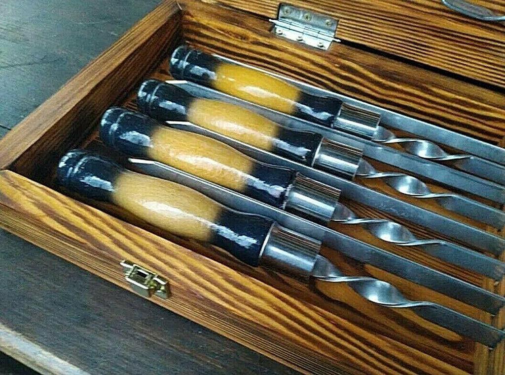 Set  steel skewer wooden case gift Grill BBQ Tool  BBQ accessory set