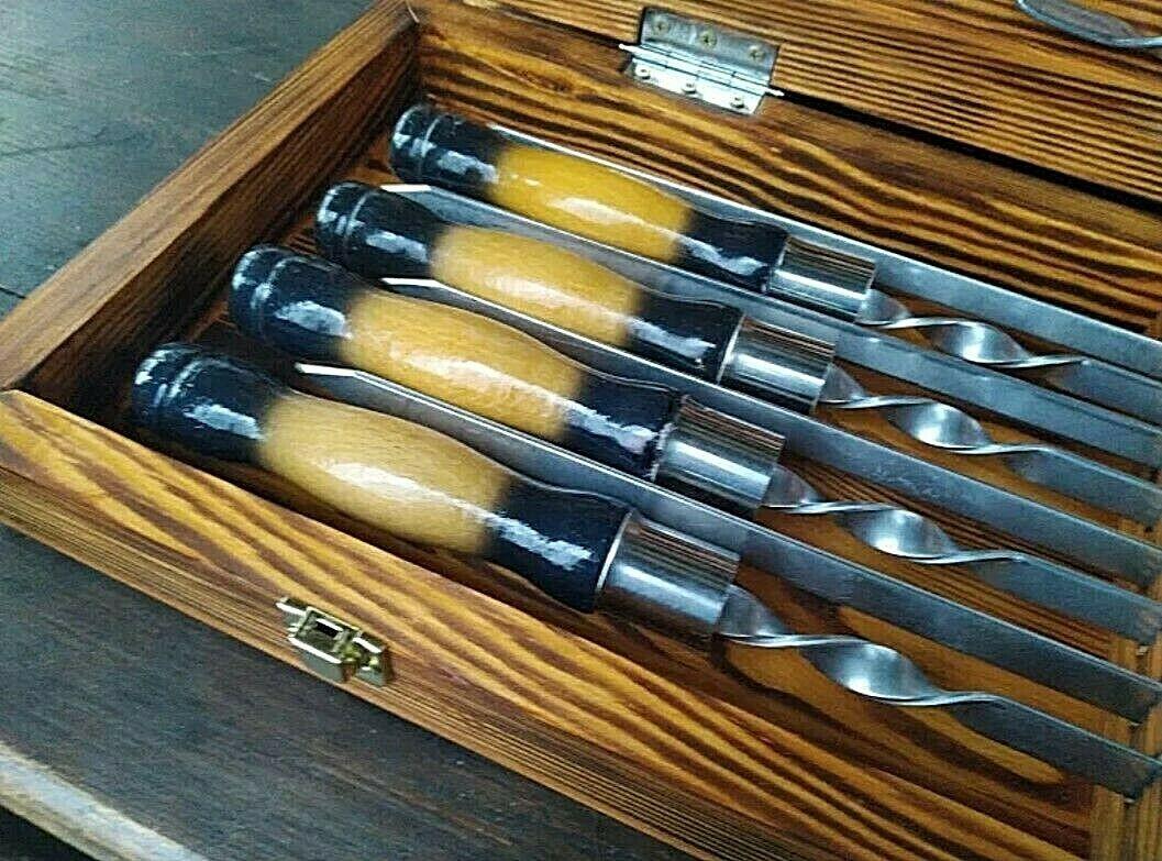 Set  steel skewer wooden case gift Grill BBQ Tool  BBQ accessory set
