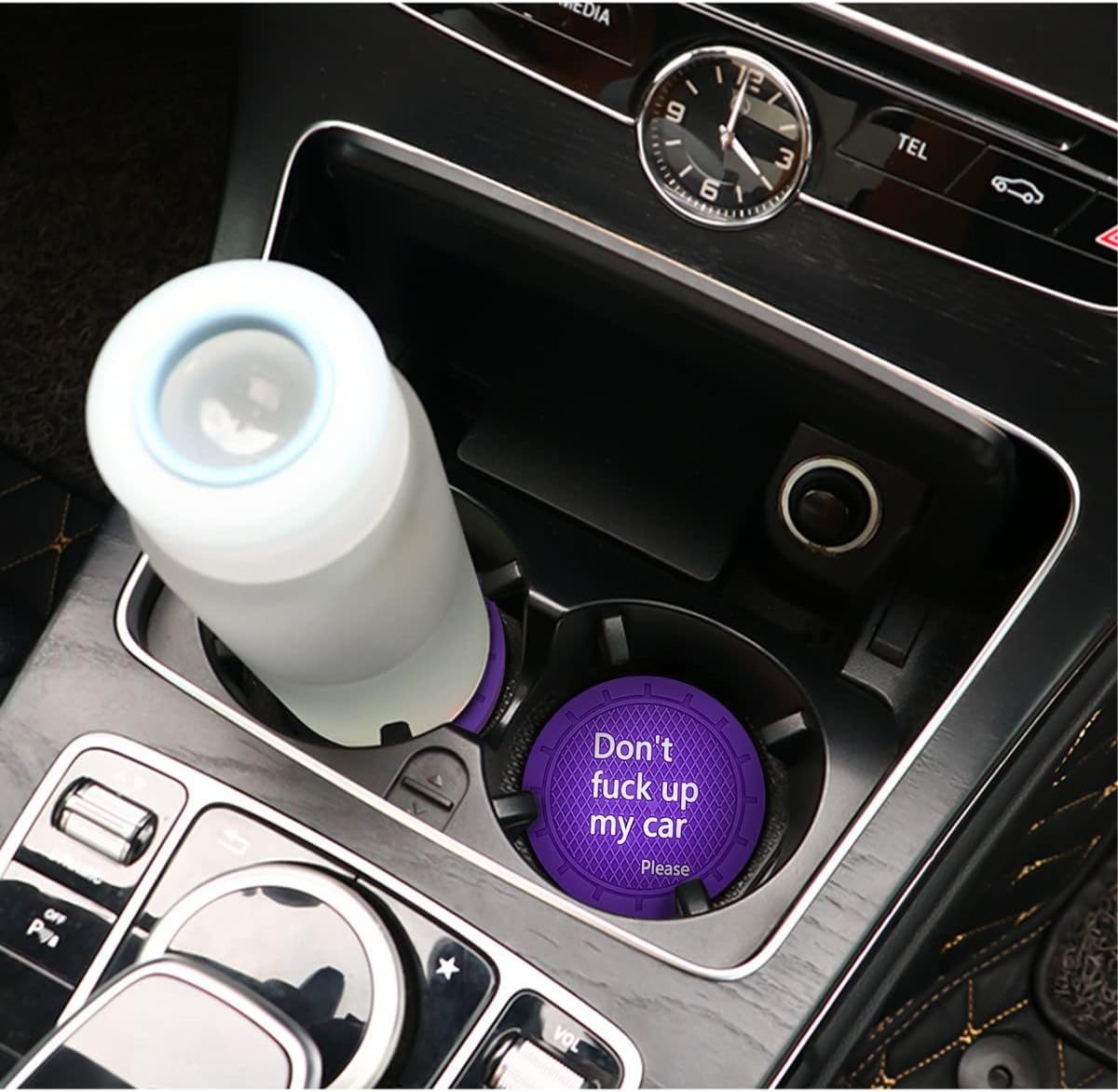 8sanlione Car Cup Coaster, 4Pcs 2.75 Inch Auto Cup Holder Insert Coasters, Anti-Slip Waterproof Embedded Drink Mat, Automotive Interior Accessories for Men and Women (D Deep Purple/4PCS)