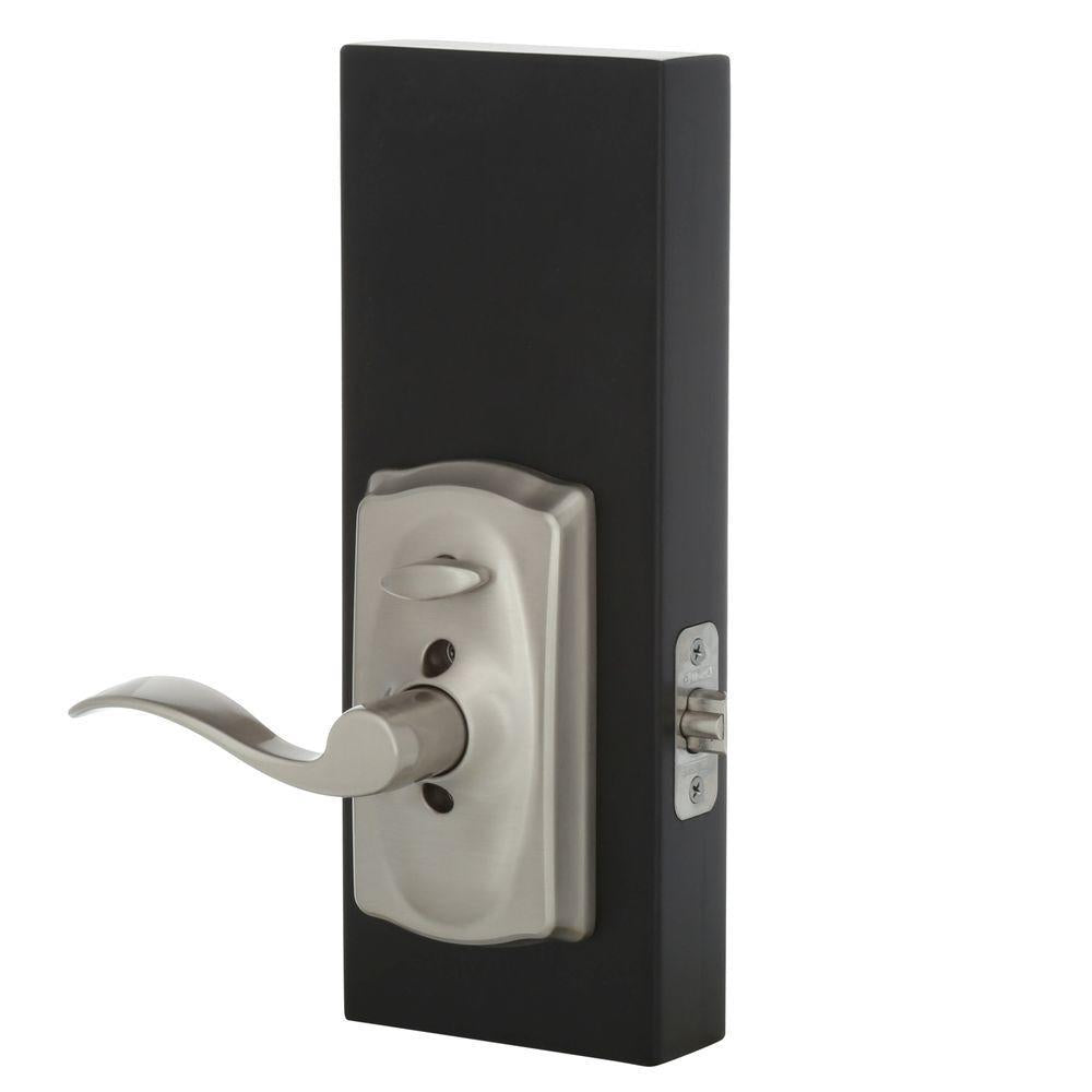Camelot Satin Nickel Electronic Door Lock with Accent Door Lever Featuring Flex Lock
