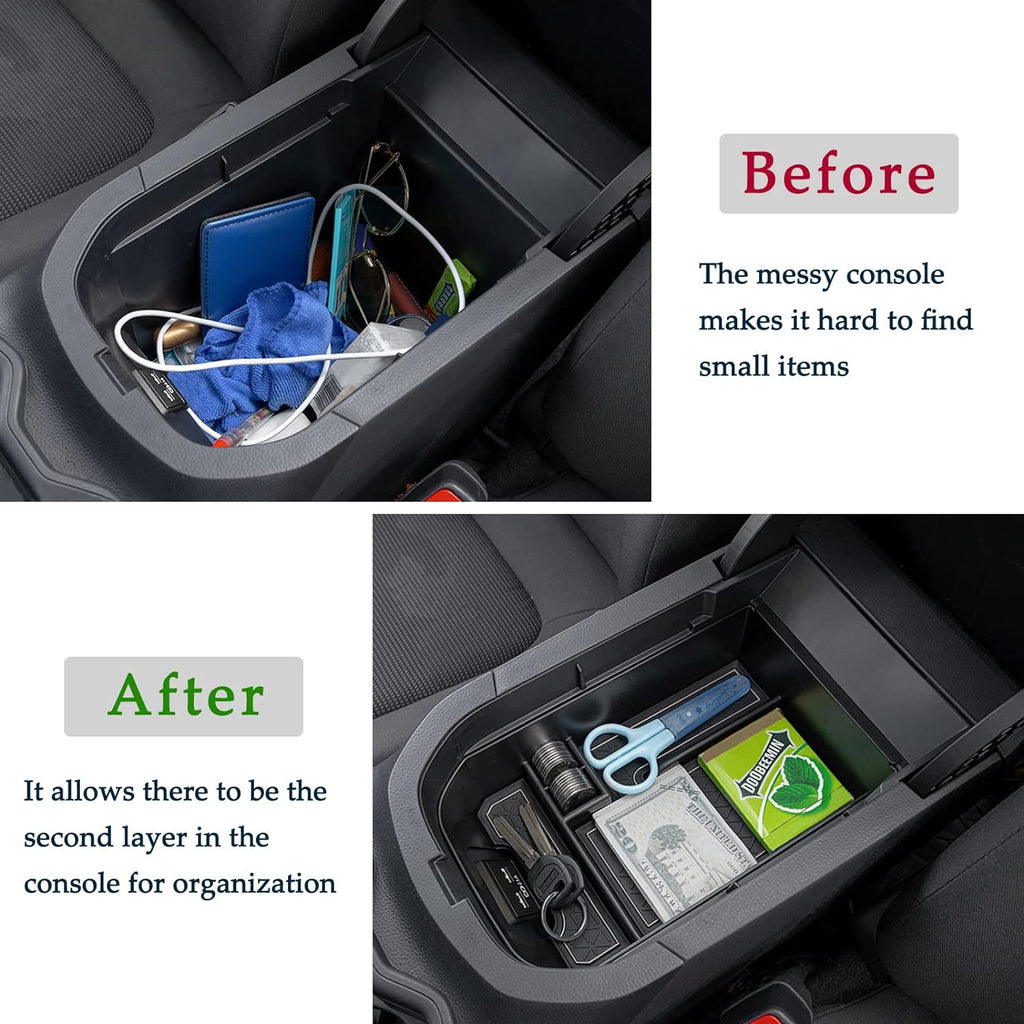 JDMCAR Center Console Tray Organizer Compatible with Toyota RAV4 Accessories 2023 2023 2023 2023 2023 and 2021-2023 RAV4 Prime, Armrest Insert Container ABS Material Secondary Storage Box-Gray
