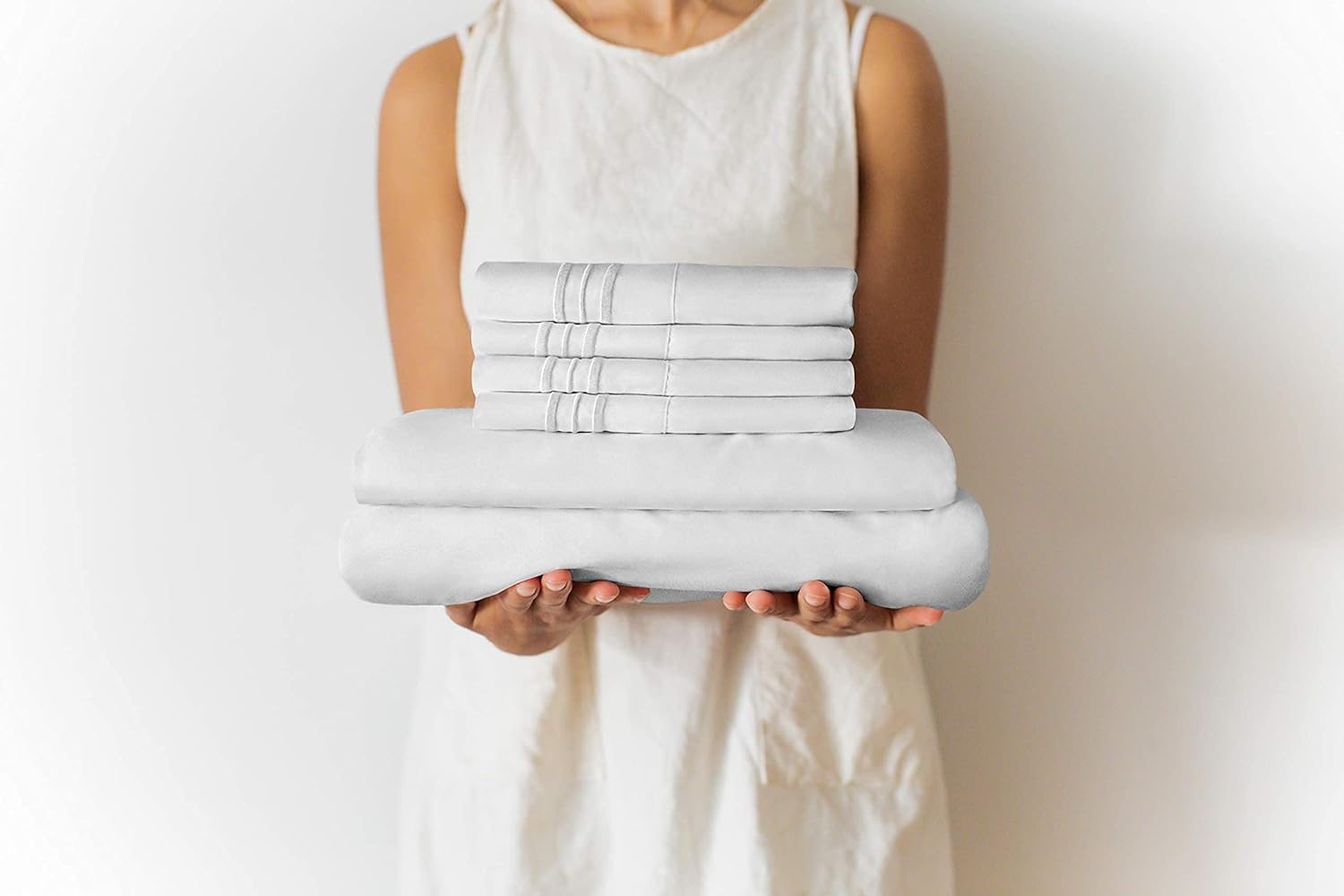 Extra Deep King Sheet Set - 6 Piece Breathable &amp; Cooling Sheets - Hotel Luxury Bed Sheets Set - Easy &amp; Secure Fit - Soft, Wrinkle &amp; Comfy Sheets Set - White Sheet Set w/Extra Deep Pockets