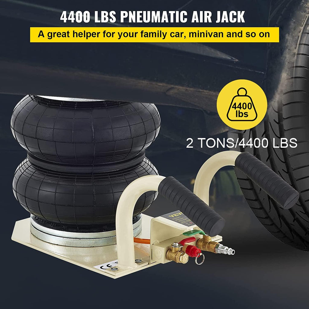 Mophorn Pneumatic Jack 2 Ton Double Bag Air Jack Lifting Height 12Inch Pneumatic Air Jack 4400LBS Capacity Extremely Fast Lifting Action (2 Tons)