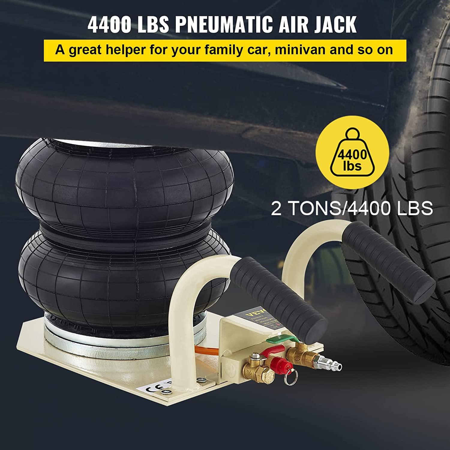 Mophorn Pneumatic Jack 2 Ton Double Bag Air Jack Lifting Height 12Inch Pneumatic Air Jack 4400LBS Capacity Extremely Fast Lifting Action (2 Tons)