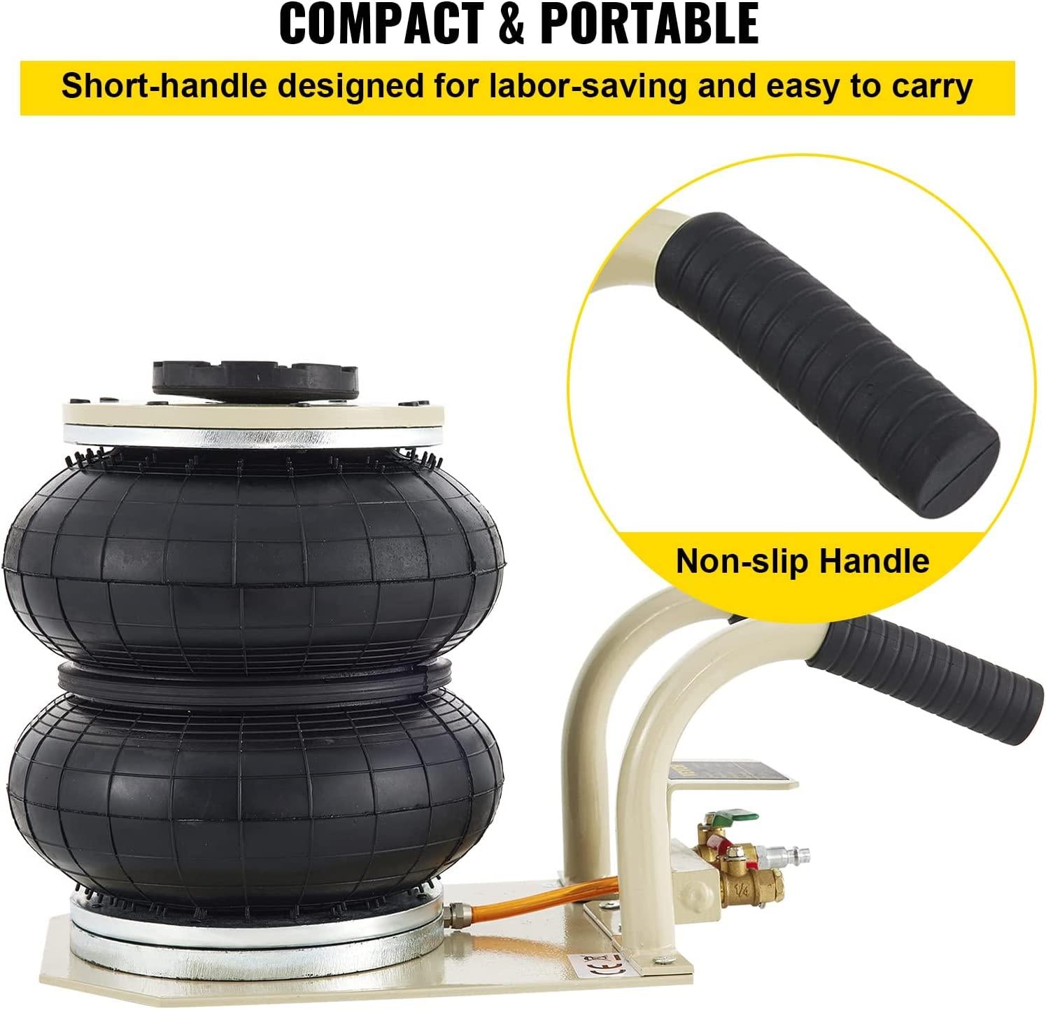 Mophorn Pneumatic Jack 2 Ton Double Bag Air Jack Lifting Height 12Inch Pneumatic Air Jack 4400LBS Capacity Extremely Fast Lifting Action (2 Tons)