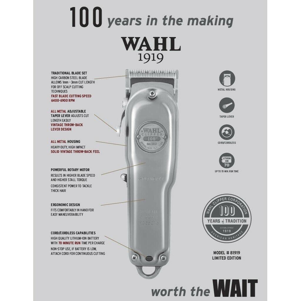 Wahl 100 Year Anniversary Limited Edition 1919 Clipper Set #81919 + GIFT
