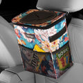 HOTOR Car Trash Can with Lid and Storage Pockets,100% Leak-Proof Car Organizer, Waterproof Car Garbage Can, Multipurpose Trash Bin for Car - Blue Flower
