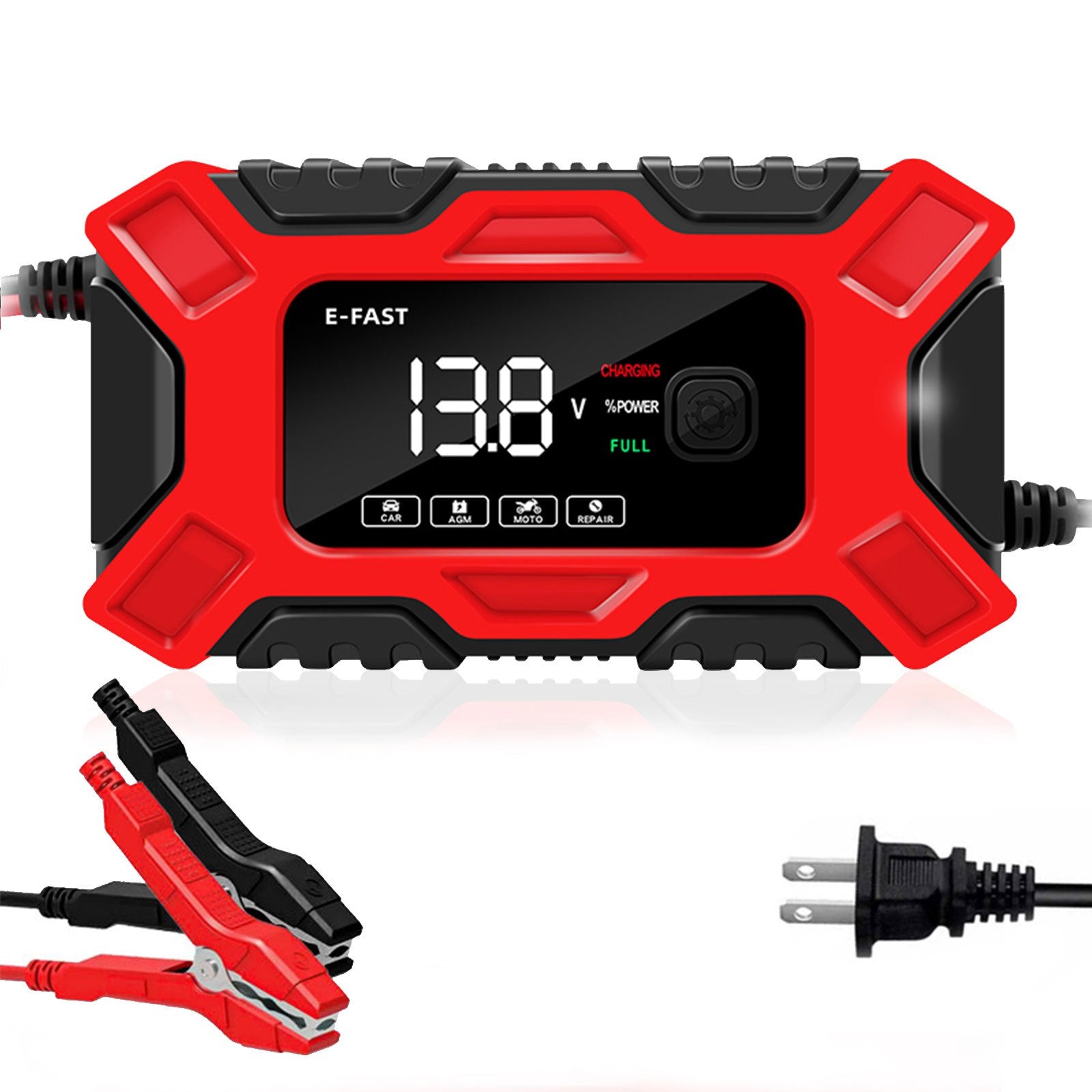 6A 12V Digital Car Battery Charger Full Automatic Car Battery Charger Power Puls Repair Chargers Lead Acid AGM Battery Charger