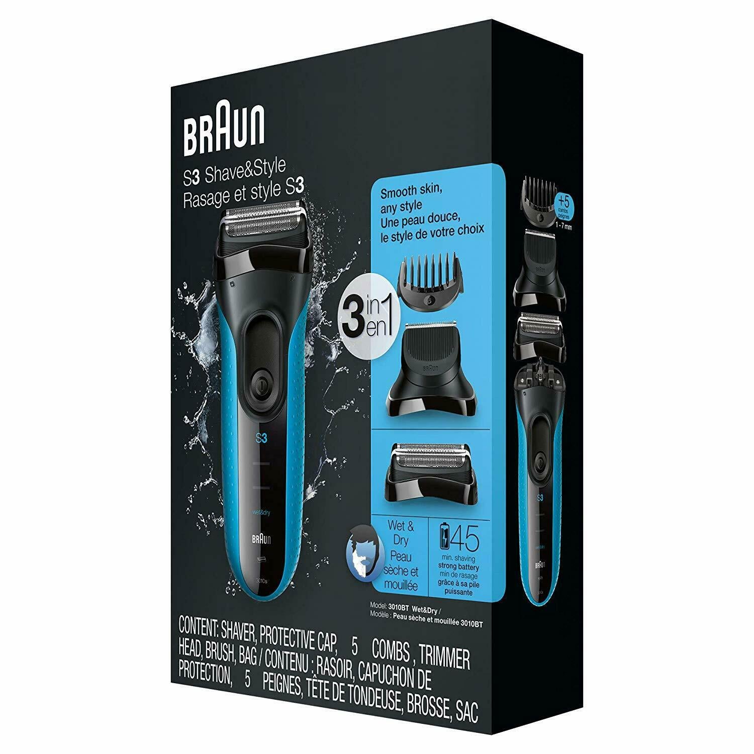 Braun Skin Sensitivity  3 in 1 Electric Wet&Dry Shaver Precision 3010BT Pen