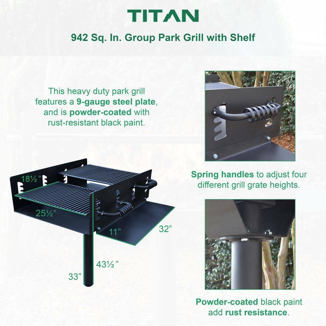 Group Park Grill with Shelf 942 Square in. 9 GauSteel