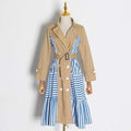 patchwork striped trench coat