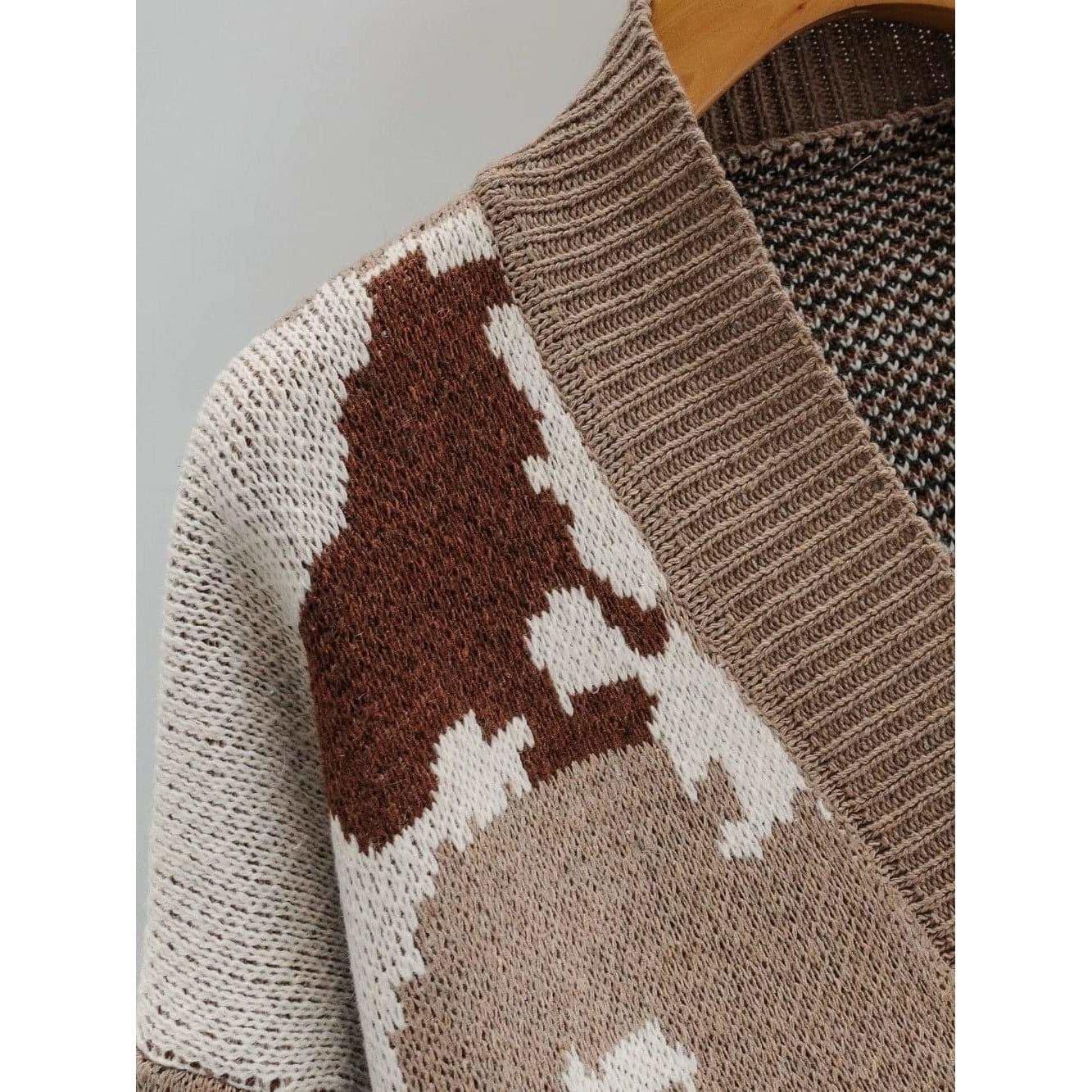 camouflage lazy loose v-neck sweater